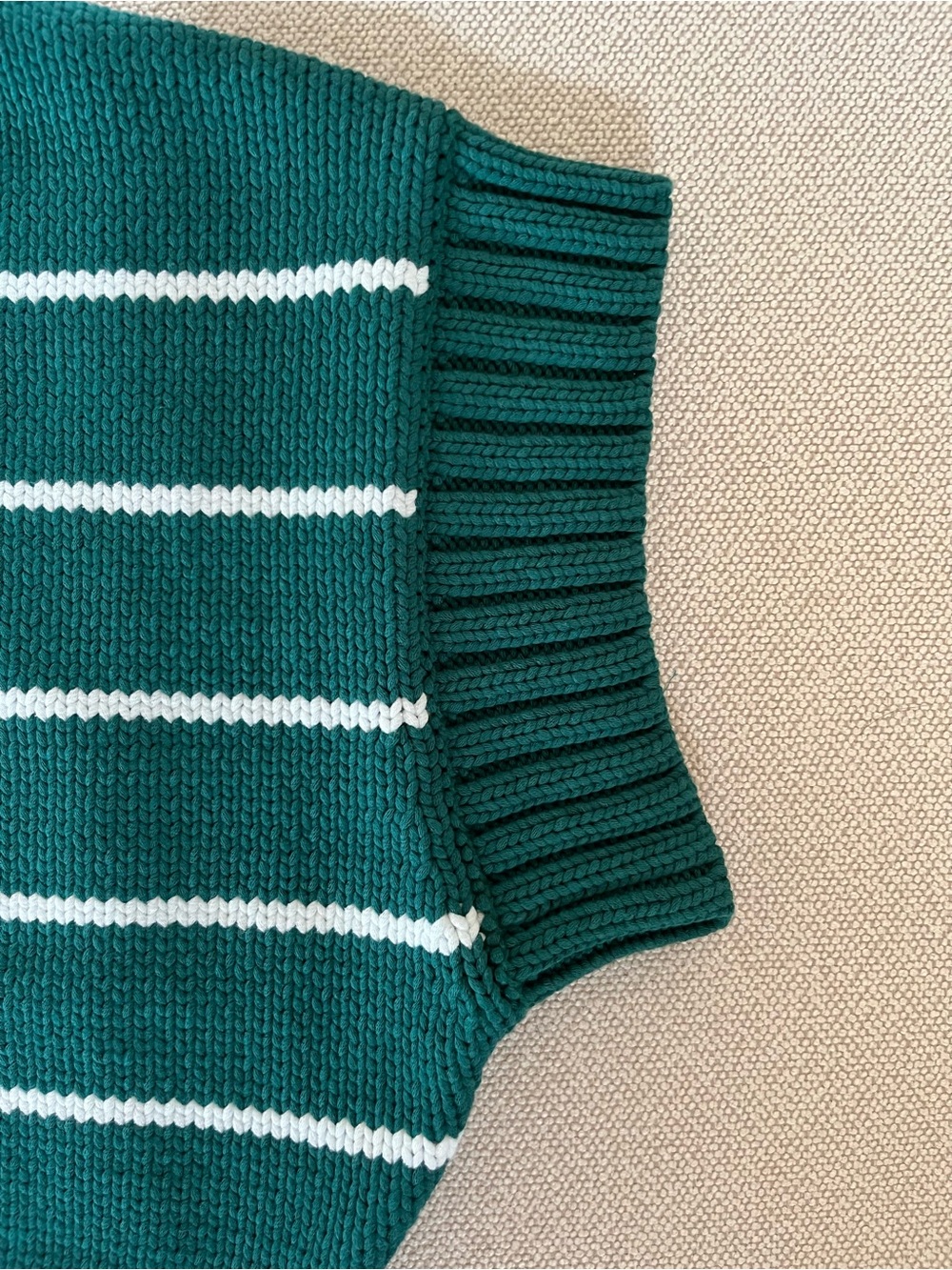 Women’s Zenana Green/White Striped Mock neck Sweater Size Small chunky knit - Picture 5 of 16